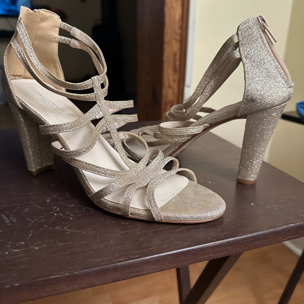 Benjamin Walk Glittering Gold Strappy Heels